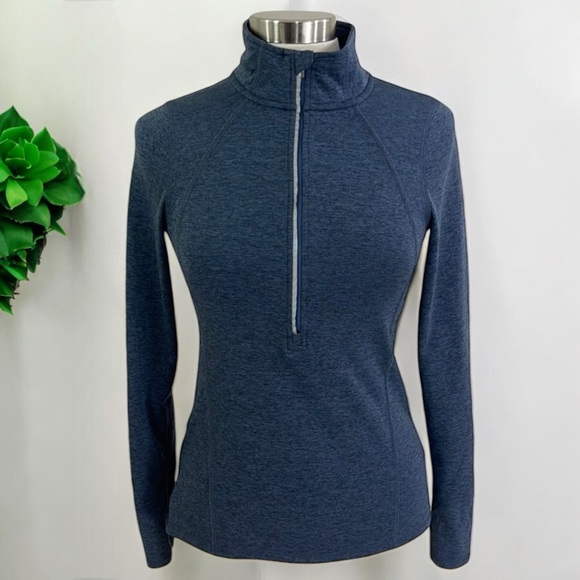 Champion C9 Women's Run Half Zip Pullover "Military Blue Heather" Top - Picture 3 of 16